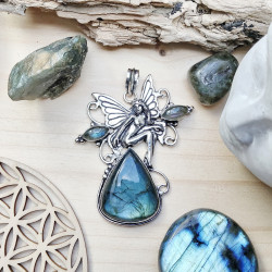 Pendentif fée argent et...